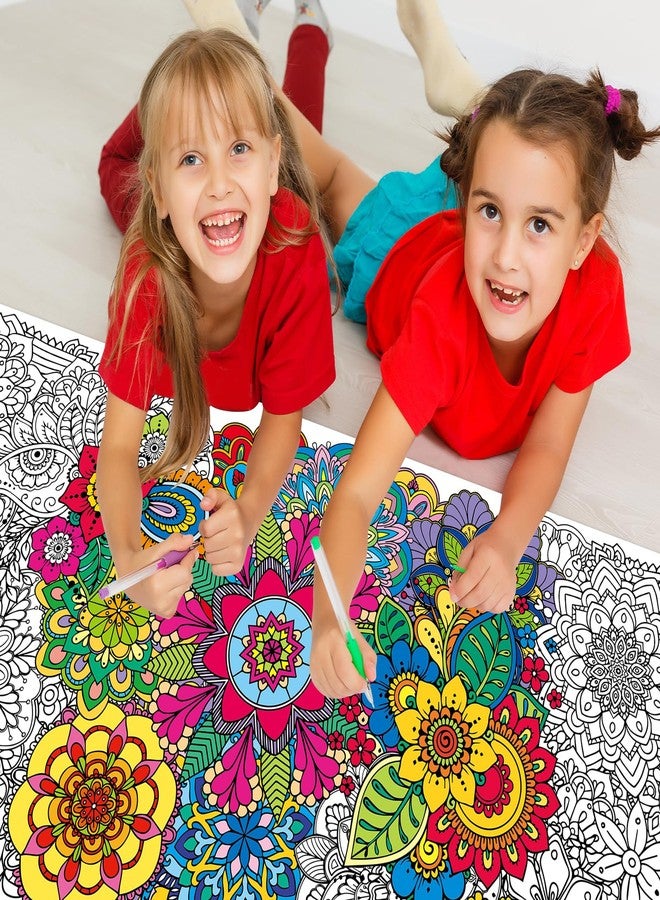 Leezead Mandala Giant Coloring Poster, 55.1 x 23.6 Inches Large Mandala Themed Coloring Poster&Table Cover Party Drawing Paper Tablecloth for Home Classroom Party Supplies Decorations - Image 4